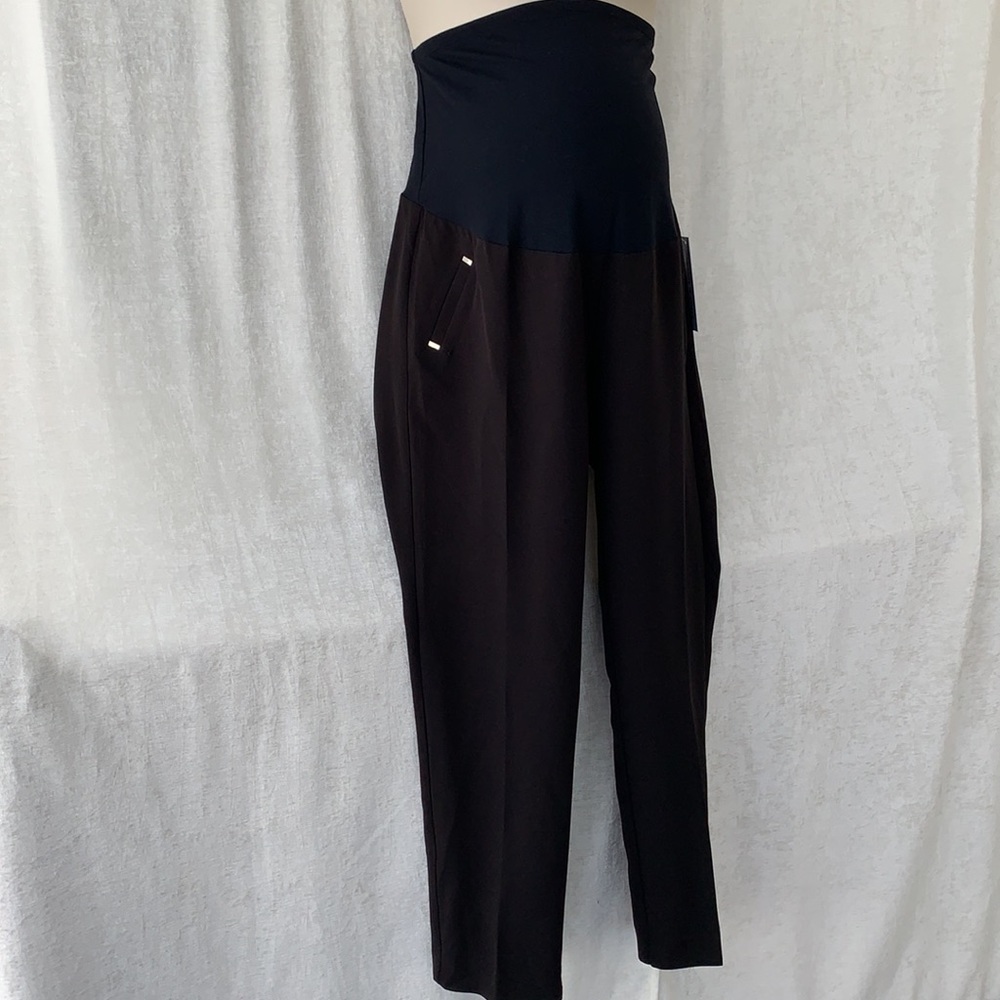 Emma & Michelle Maternity Black Crop Slack Pants Trousers